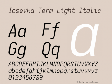 Iosevka Term Light Italic 1.12.4; ttfautohint (v1.6)图片样张