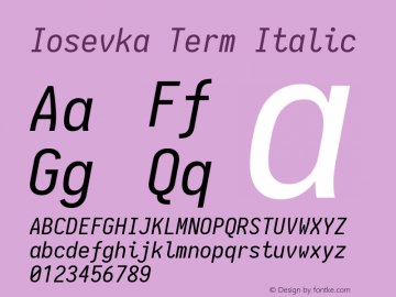 Iosevka Term Italic 1.12.4; ttfautohint (v1.6)图片样张