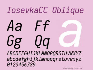 IosevkaCC Oblique 1.12.4; ttfautohint (v1.6) Font Sample