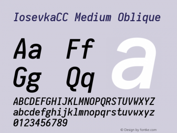 IosevkaCC Medium Oblique 1.12.4; ttfautohint (v1.6) Font Sample