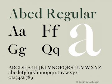 Abed Regular Version 1.0 Font Sample