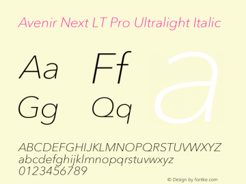 AvenirNextLTPro-UltLtItalic Version 1.000;PS 001.001;hotconv 1.0.56图片样张