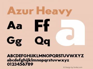 Azur Heavy Version 1.000;PS 001.000;hotconv 1.0.88;makeotf.lib2.5.64775 Font Sample