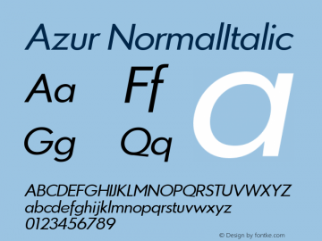 Azur NormalItalic Version 1.000;PS 001.000;hotconv 1.0.88;makeotf.lib2.5.64775图片样张