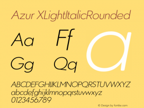 Azur XLightItalicRounded Version 1.000;PS 001.000;hotconv 1.0.88;makeotf.lib2.5.64775图片样张