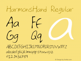 HarmonsHand Regular Altsys Fontographer 3.5  8/24/95 Font Sample