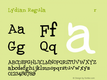 Lydian Regular Unknown Font Sample