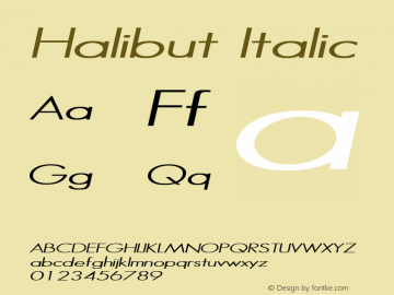 Halibut Italic Altsys Fontographer 3.5  7/11/96 Font Sample