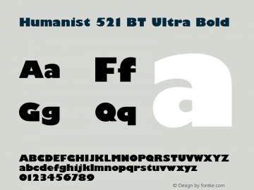 Humanist 521 Ultra Bold BT spoyal2tt v1.25 Font Sample