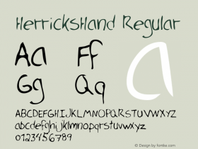 HerricksHand Regular Altsys Fontographer 3.5  8/24/95 Font Sample