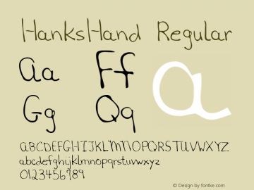 HanksHand Regular Altsys Fontographer 3.5  8/24/95图片样张