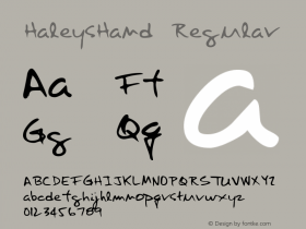 HaleysHand Regular Altsys Fontographer 3.5  8/24/95 Font Sample