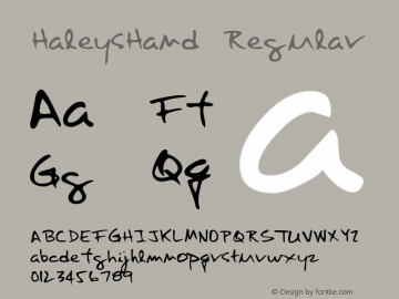 HaleysHand Regular Altsys Fontographer 3.5  8/24/95图片样张