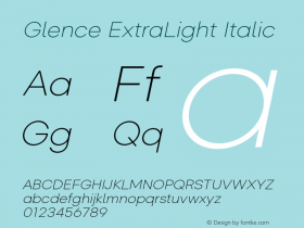 Glence ExtraLight Italic Version 1.000 Font Sample