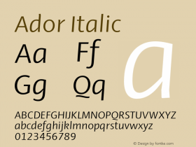 Ador Italic Version 1.001;PS 001.001;hotconv 1.0.88;makeotf.lib2.5.64775图片样张