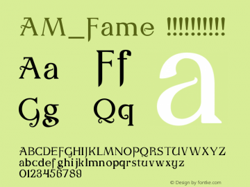 AM_Fame нормальный Version 1.00 February 14, 2017, initial release Font Sample
