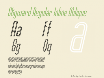 Skyward Regular Inline Oblique Version 1.000;PS 001.000;hotconv 1.0.70;makeotf.lib2.5.58329 Font Sample