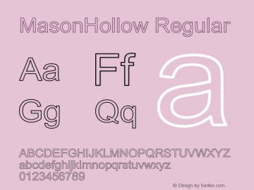 MasonHollow Regular Unknown Font Sample