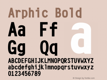 Arphic Bold Version 1.00 Font Sample