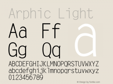 Arphic Light Version 1.00 Font Sample