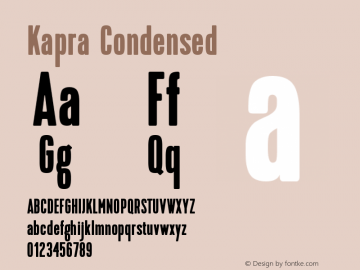 Kapra-Condensed Version 1.000;PS 001.001;hotconv 1.0.56 Font Sample