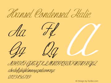 Hansel-CondensedItalic Version 1.000 Font Sample