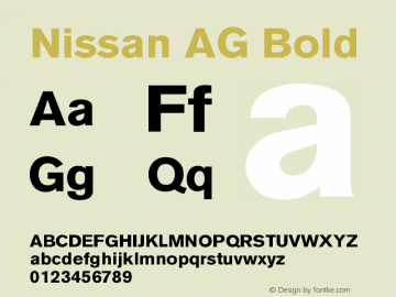 NissanAG-Bold Version 001.001;Core 1.0.01;otf.5.02.2298;29.06W Font Sample