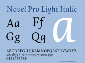 NovelPro-LightIt Version 1.005 Font Sample