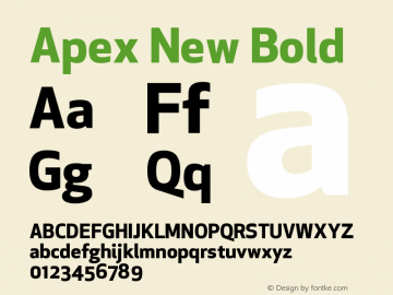 ApexNew-Bold Version 1.001 2006, Revised version replacing Apex Sans Font Sample