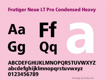 FrutigerNeueLTPro-CnHv Version 2.00 Font Sample