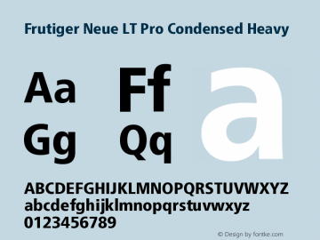 FrutigerNeueLTPro-CnHv Version 2.00 Font Sample