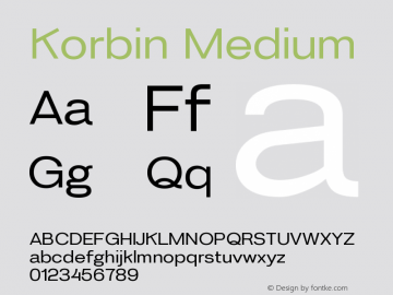 Korbin-Medium Version 1.000 Font Sample