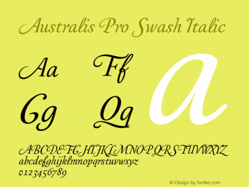 AustralisPro-SwashItalic Version 2.000 Font Sample