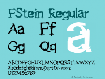 FStein Regular Macromedia Fontographer 4.1.5 25/08/00 Font Sample