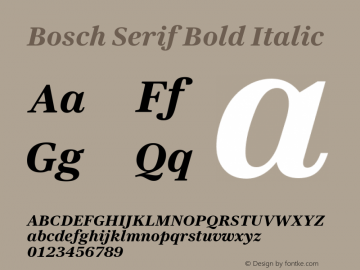 BoschSerif-BoldItalic Version 001.001 Font Sample
