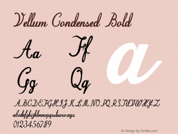 Vellum-CondensedBold Version 1.000 Font Sample