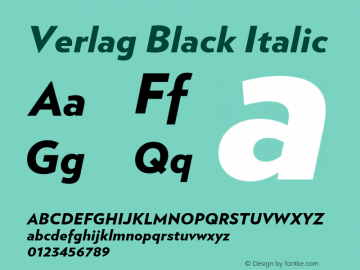 Verlag-BlackItalic Version 001.001图片样张