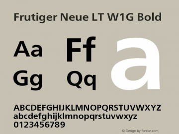 FrutigerNeueLTW1G-Bold Version 1.00 Font Sample