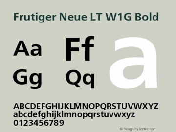 FrutigerNeueLTW1G-Bold Version 1.00 Font Sample