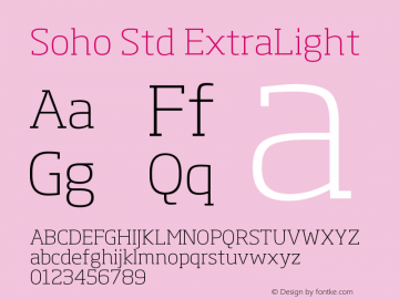 SohoStd-ExtraLight Version 1.000 Font Sample