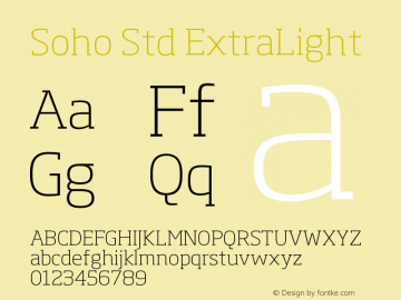 SohoStd-ExtraLight Version 1.000 Font Sample