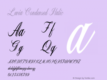 Luvia-CondensedItalic Version 1.000 Font Sample