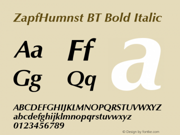 ZapfHumnst BT Bold Italic mfgpctt-v1.52 Monday, January 25, 1993 11:59:39 am (EST)图片样张