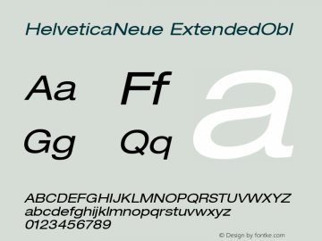 HelveticaNeue ExtendedObl Macromedia Fontographer 4.1.5 23/1/2001 Font Sample