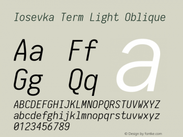 Iosevka Term Light Oblique 1.12.5; ttfautohint (v1.6)图片样张