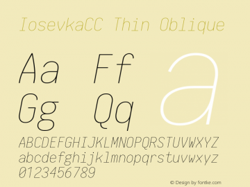 IosevkaCC Thin Oblique 1.12.5; ttfautohint (v1.6) Font Sample