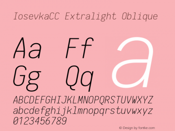 IosevkaCC Extralight Oblique 1.12.5; ttfautohint (v1.6) Font Sample