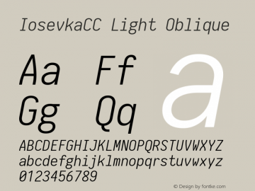 IosevkaCC Light Oblique 1.12.5; ttfautohint (v1.6) Font Sample