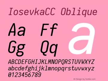 IosevkaCC Oblique 1.12.5; ttfautohint (v1.6) Font Sample