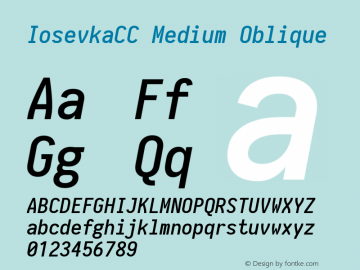 IosevkaCC Medium Oblique 1.12.5; ttfautohint (v1.6) Font Sample